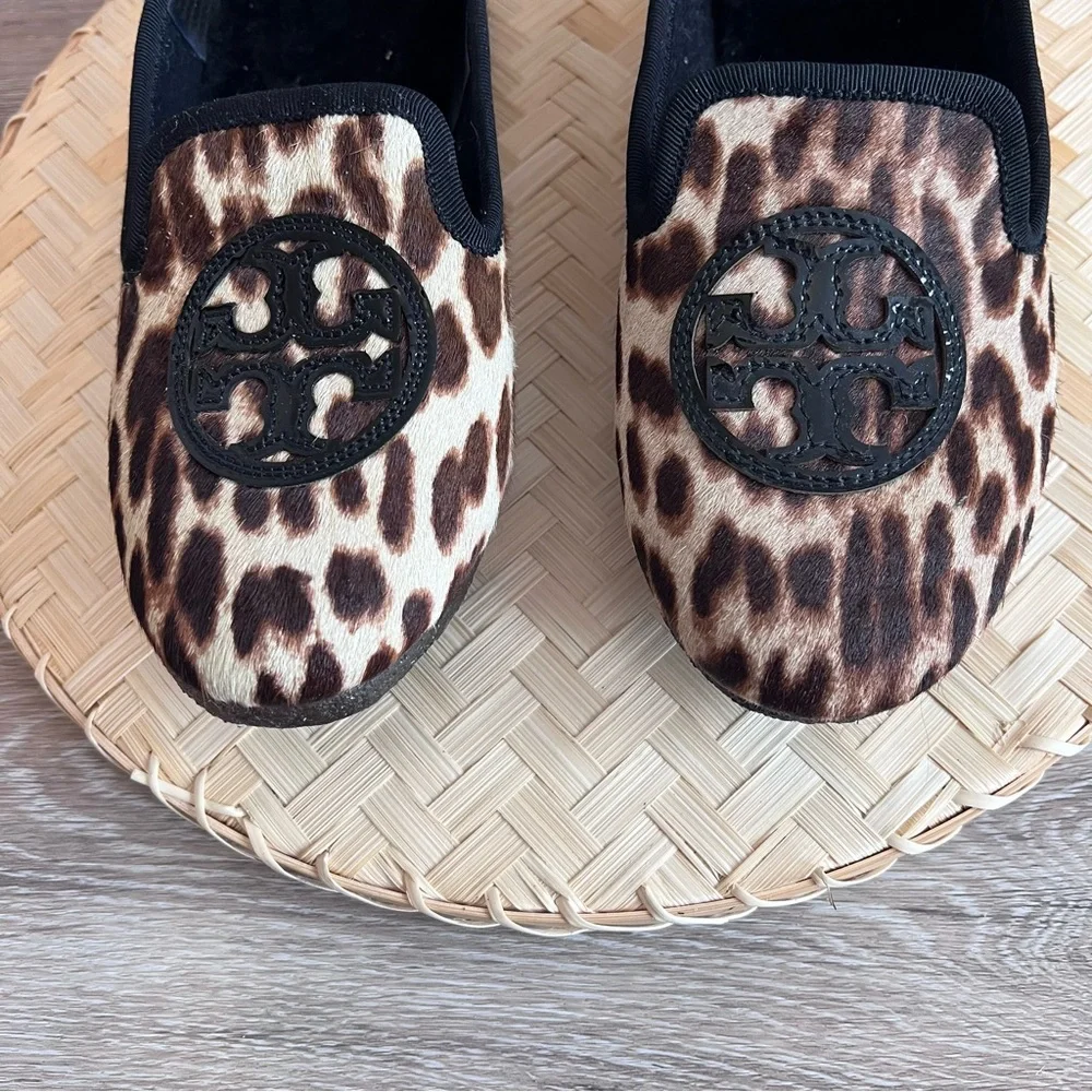 Tory Burch‎ leopard printed calf hair house shoes loafers